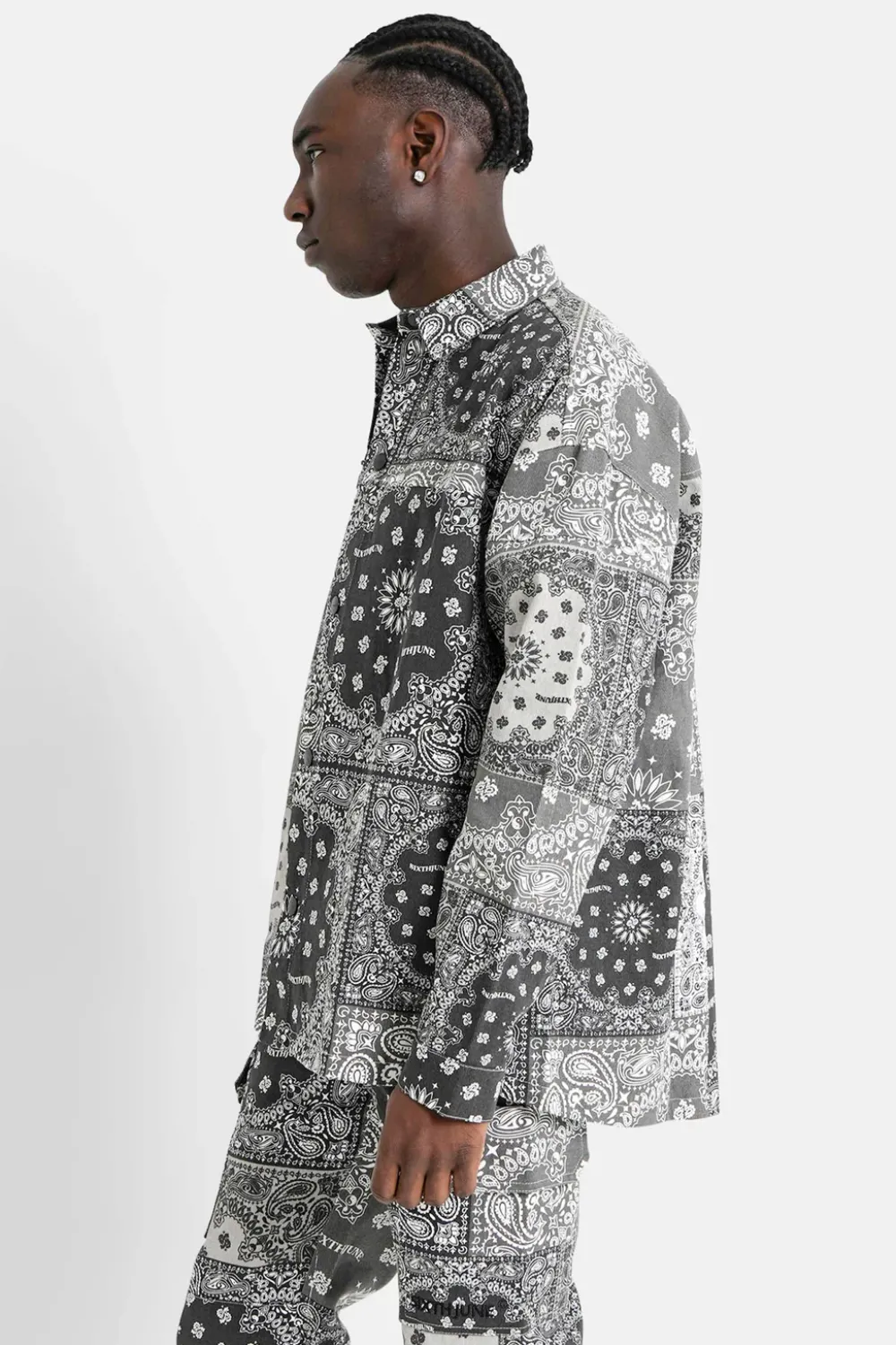 chemise_cargo_bandana_patchwork_noir_3.webp Homme Sixth June Hauts | Chemise Cargo Bandana Patchwork Noir