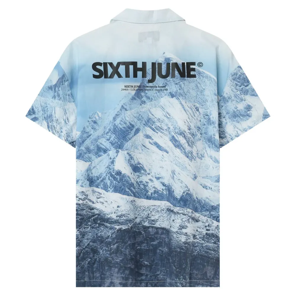 chemise_imprime_montagne_bleu_5.webp Homme Sixth June Hauts | Chemise Imprime Montagne Bleu