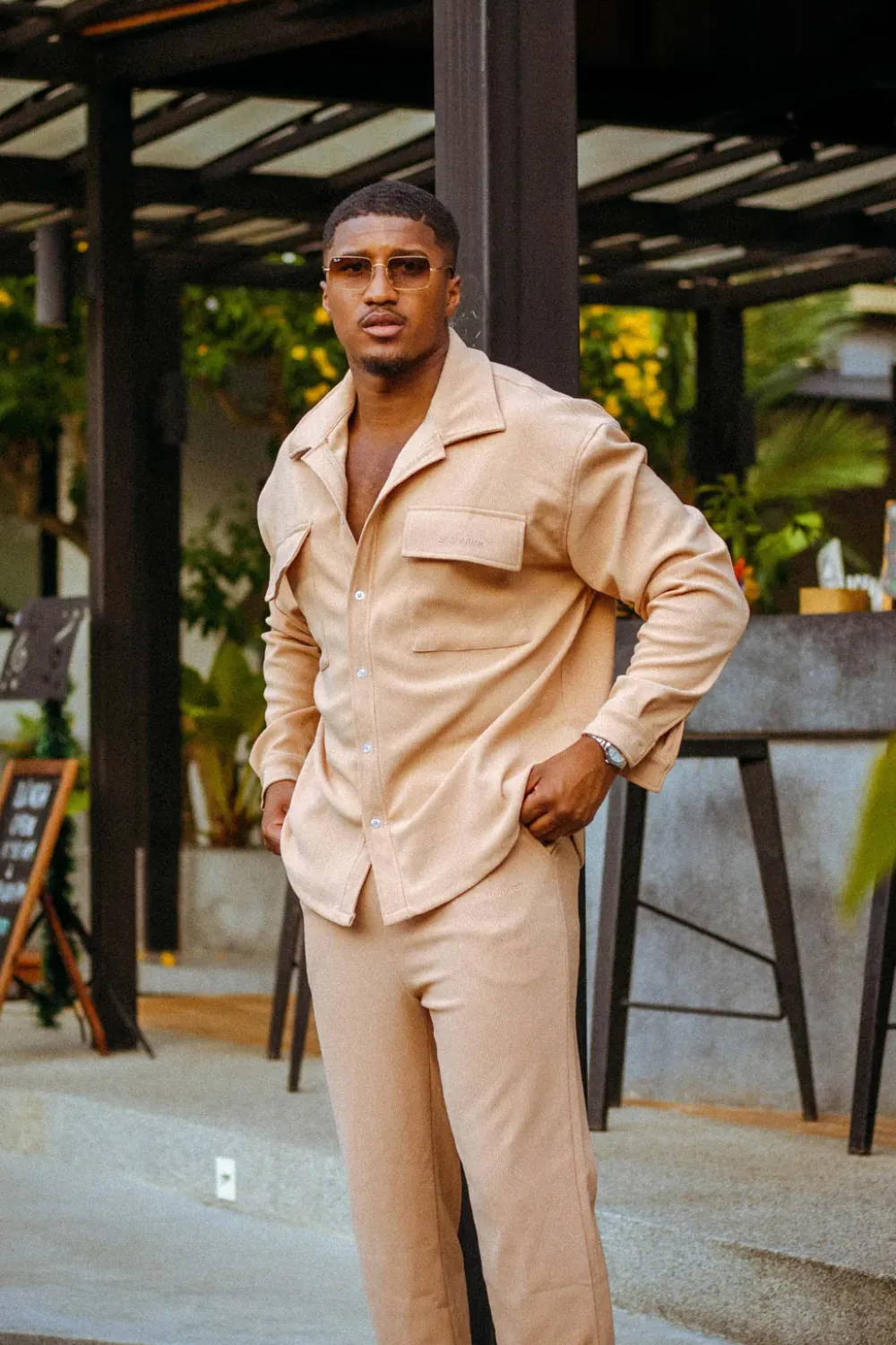 chemise_plissee_loose_beige_6.webp Homme Sixth June Hauts | Chemise Plissee Loose Beige