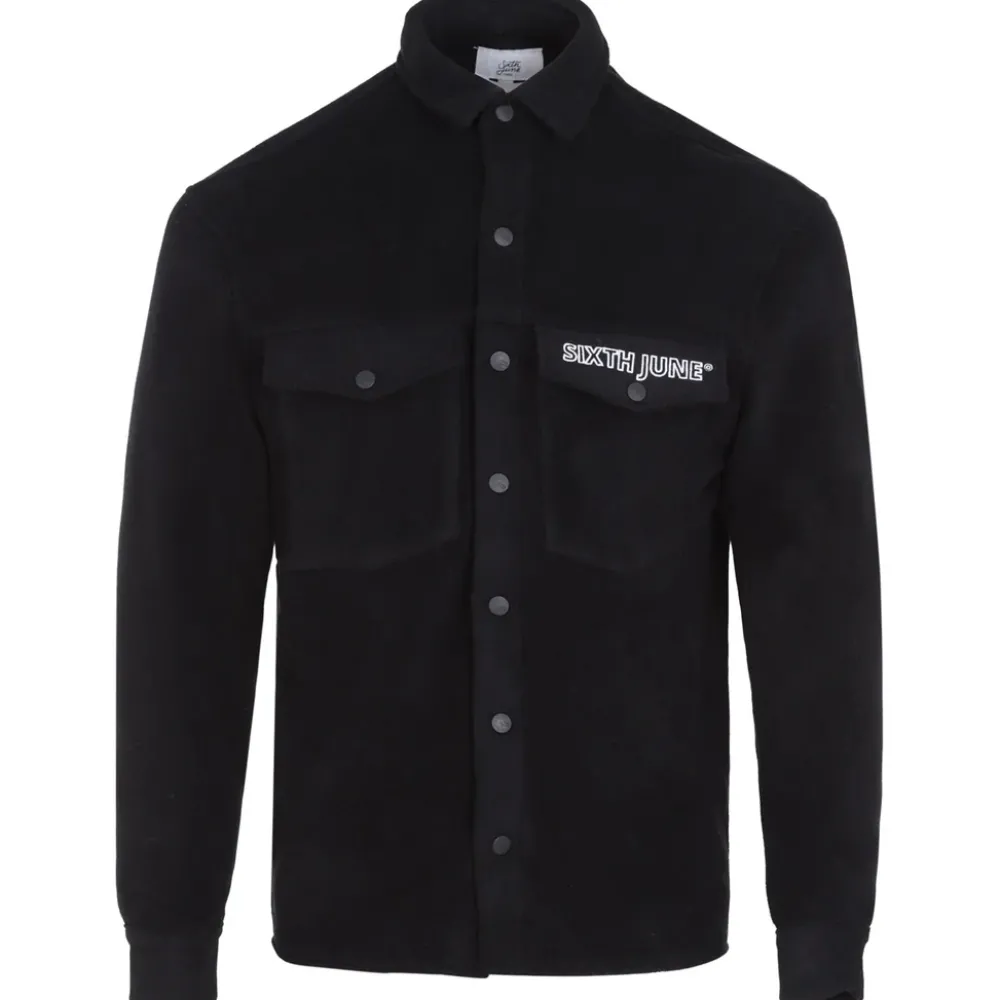 chemise_polaire_logo_arriere_brode_noir_4.webp Homme Sixth June Hauts | Chemise Polaire Logo Arriere Brode Noir