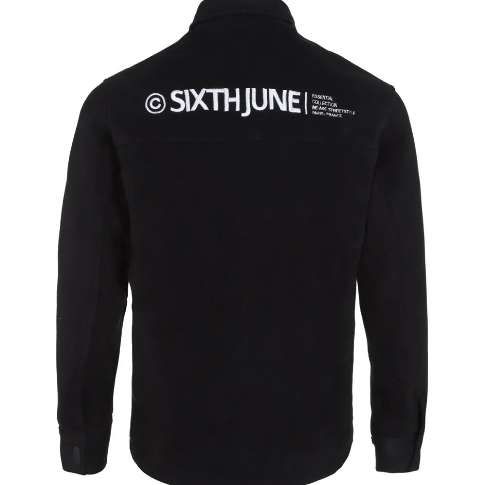 chemise_polaire_logo_arriere_brode_noir_5.webp Homme Sixth June Hauts | Chemise Polaire Logo Arriere Brode Noir