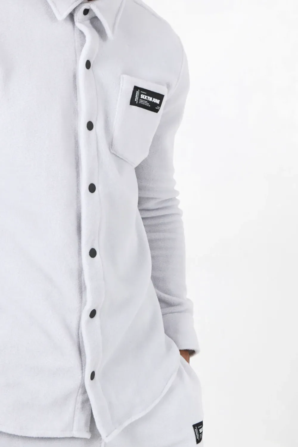 chemise_polaire_poche_gris_clair_2.webp Homme Sixth June Hauts | Chemise Polaire Poche Gris Clair