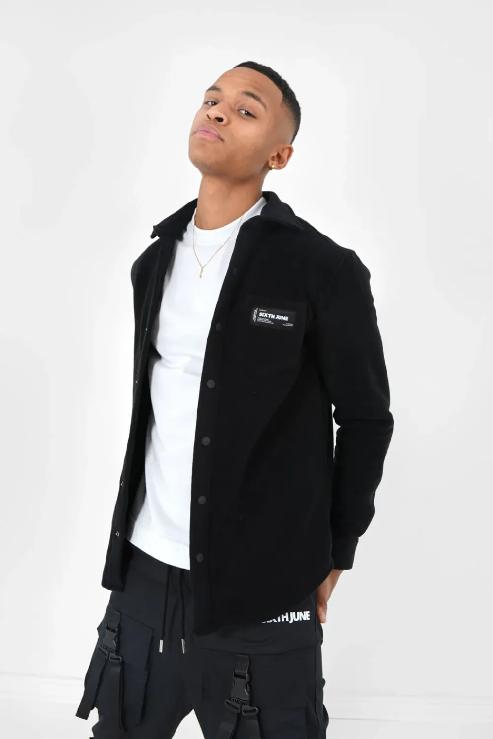 chemise_polaire_poche_noir_2.webp Homme Sixth June Hauts | Chemise Polaire Poche Noir