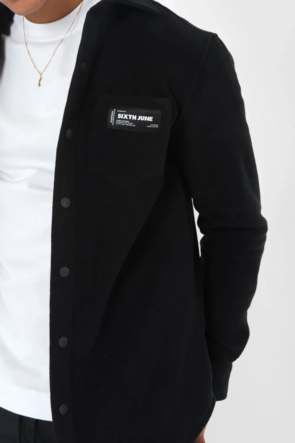 chemise_polaire_poche_noir_3.webp Homme Sixth June Hauts | Chemise Polaire Poche Noir