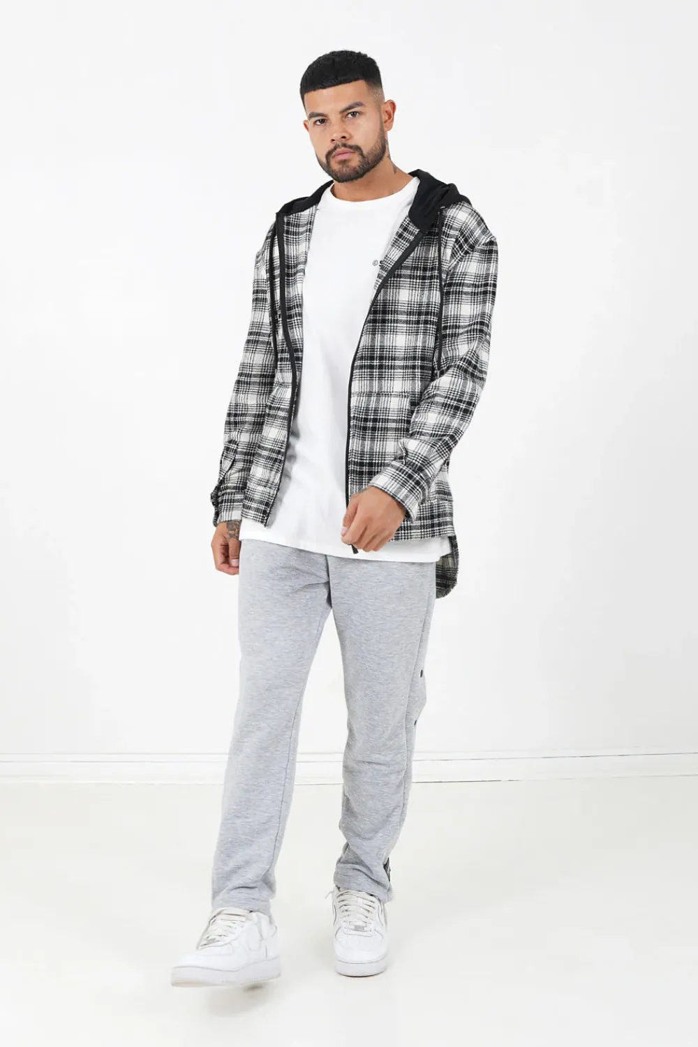 Homme Sixth June Hauts | Chemise Tartan Capuche Noir