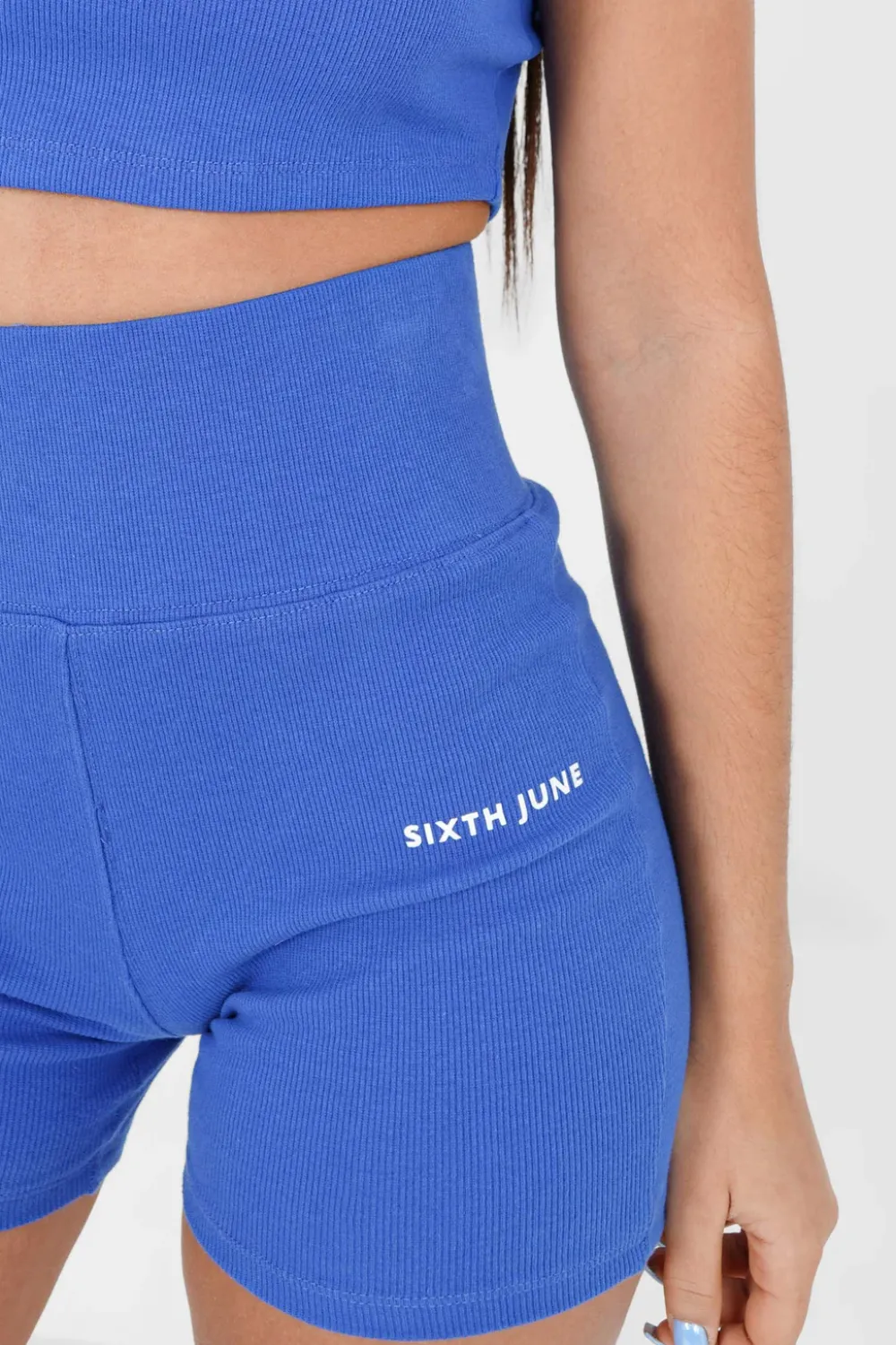 cycliste_court_cotele_logo_bleu_fonce_2.webp Femme Sixth June Shorts | Cycliste Court Cotele Logo Bleu Fonce
