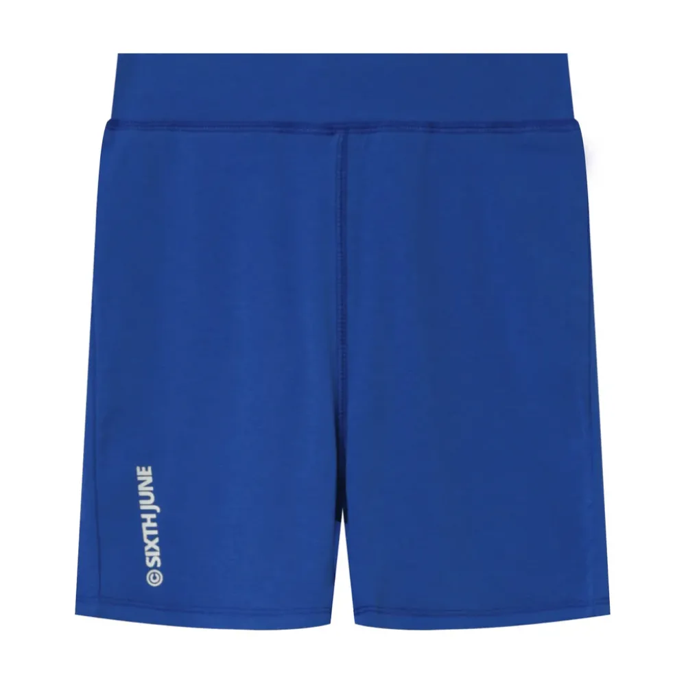cycliste_court_logo_imprime_bleu_5.webp Femme Sixth June Shorts | Cycliste Court Logo Imprime Bleu