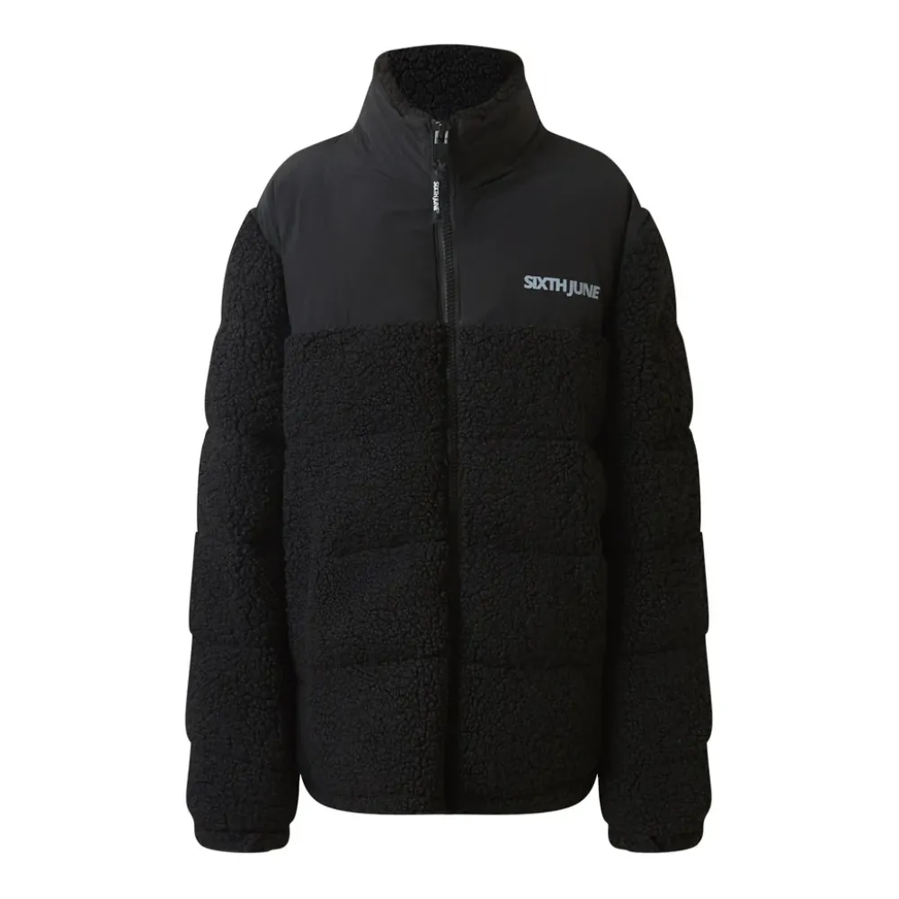 Homme Sixth June Manteaux | Doudoune Bi Matiere Sherpa Noir