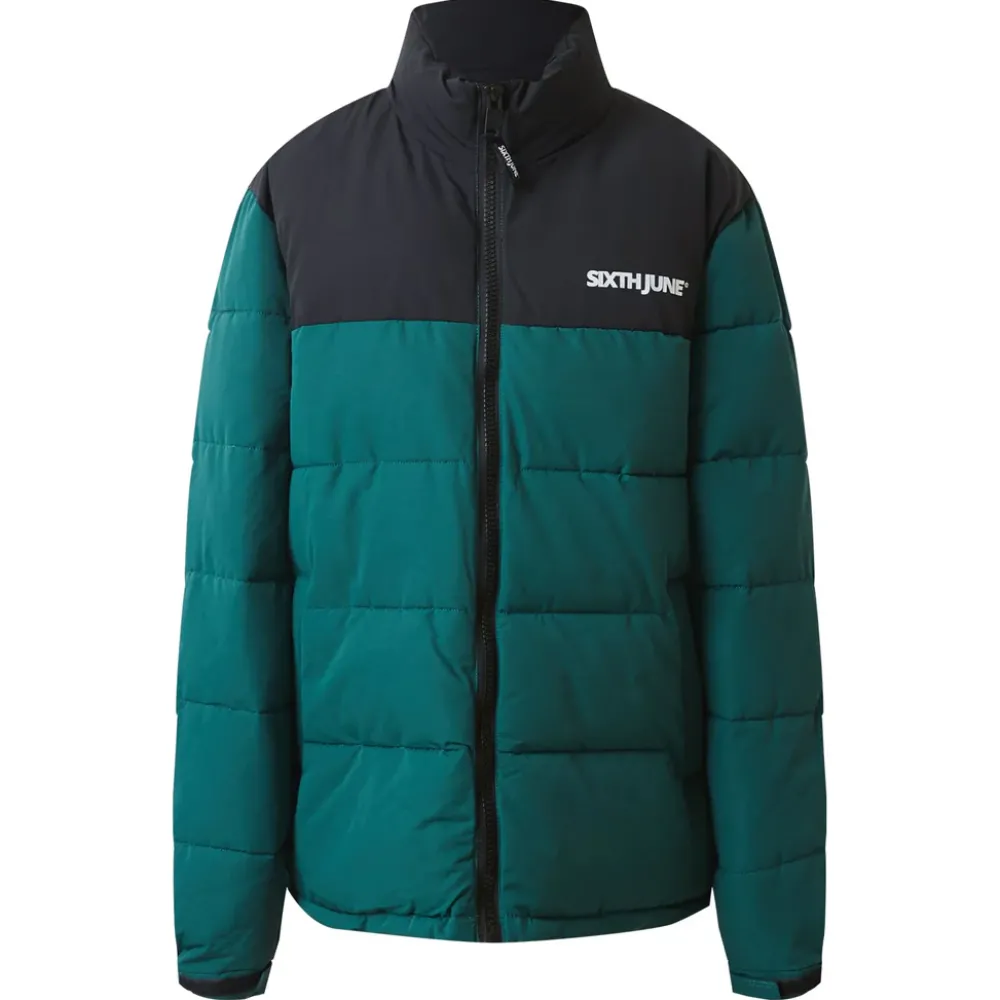 Homme Sixth June Manteaux | Doudoune Bicolore Logo Vert Fonce
