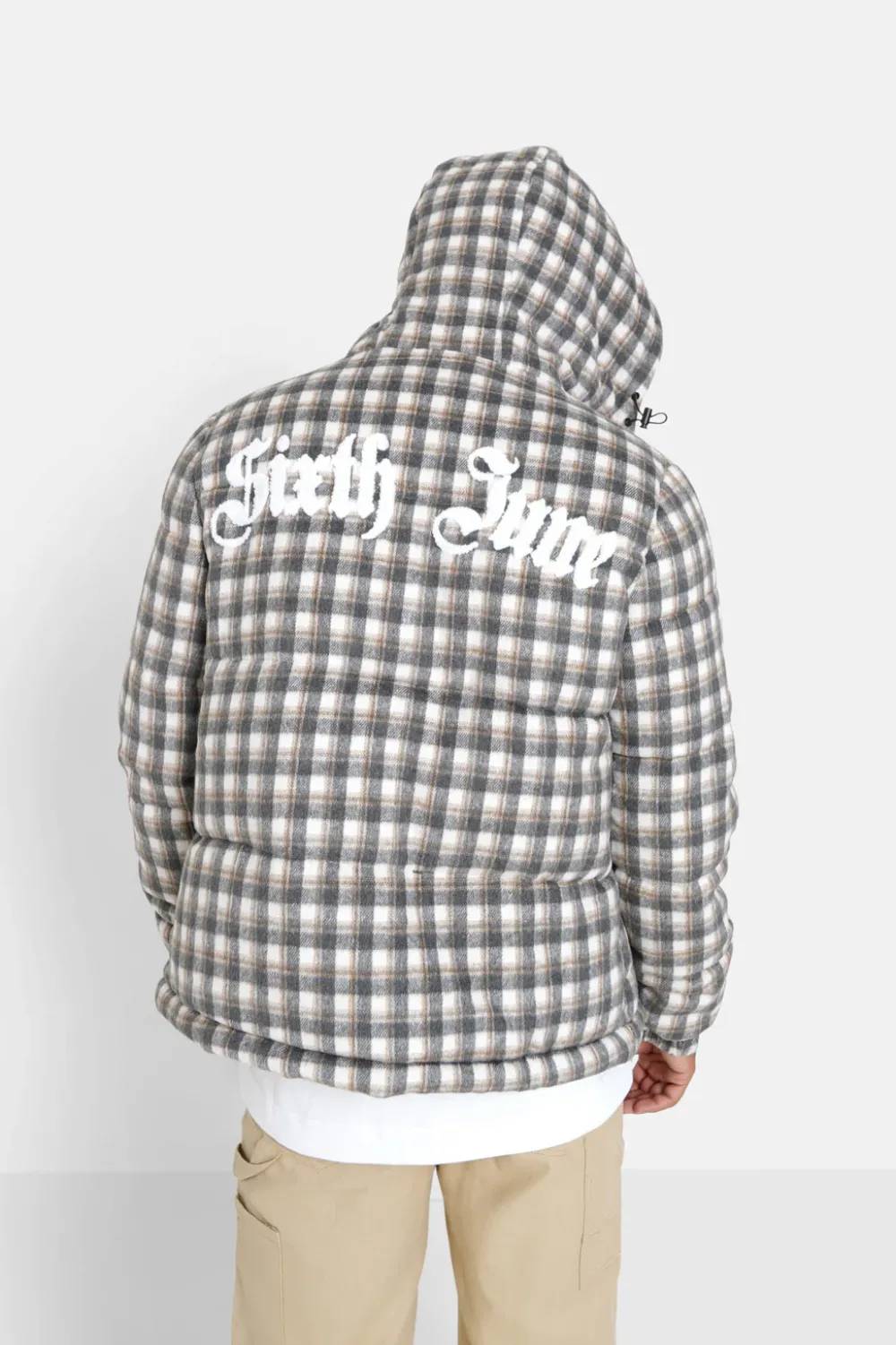 doudoune_carreaux_effet_laine_gris_4.webp Homme Sixth June Manteaux | Doudoune Carreaux Effet Laine Gris