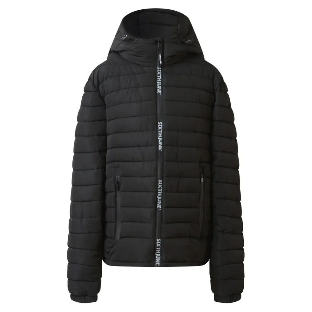 Homme Sixth June Manteaux | Doudoune Courte Zip Imprime Noir