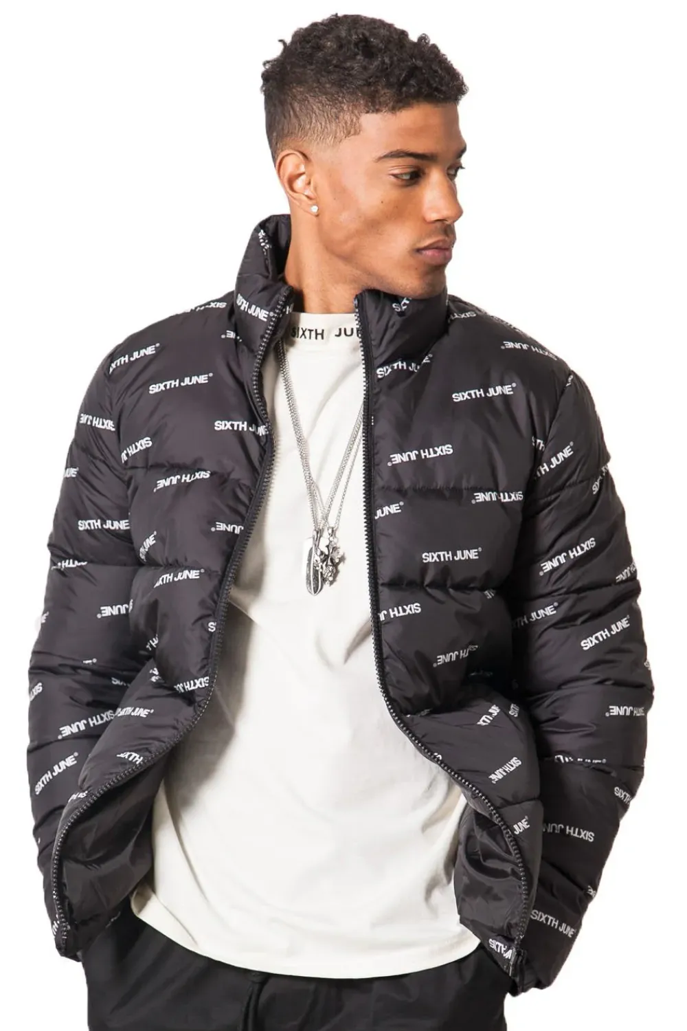 Homme Sixth June Manteaux | Doudoune Imprime All-Over Noir