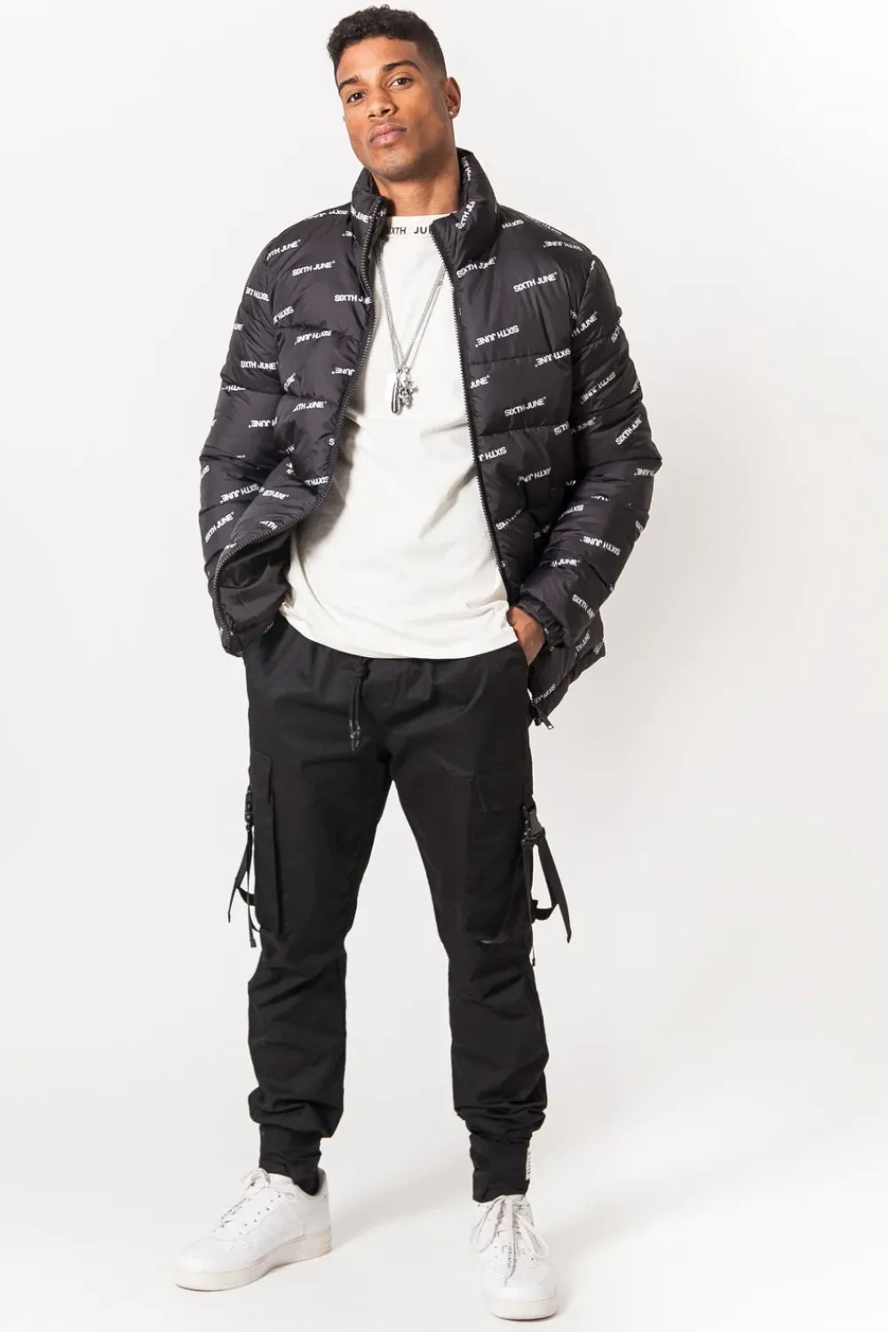 Homme Sixth June Manteaux | Doudoune Imprime All-Over Noir