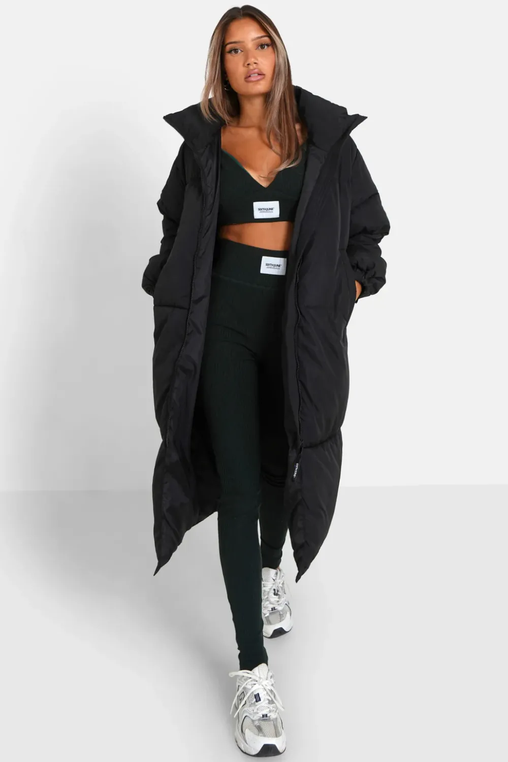 Femme Sixth June Manteaux | Doudoune Longue Matelassee Noir