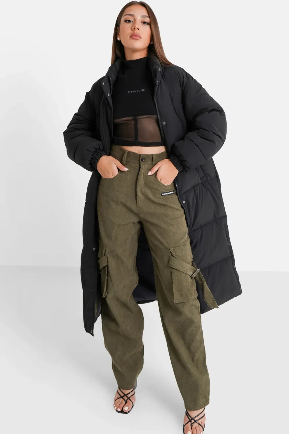 Femme Sixth June Manteaux | Doudoune Longue Oversize Noir