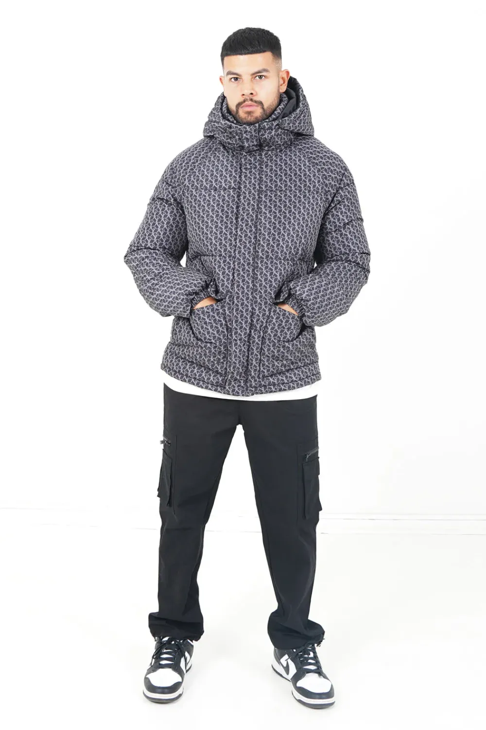 Homme Sixth June Manteaux | Doudoune Monogramme Matelassee Gris Fonce