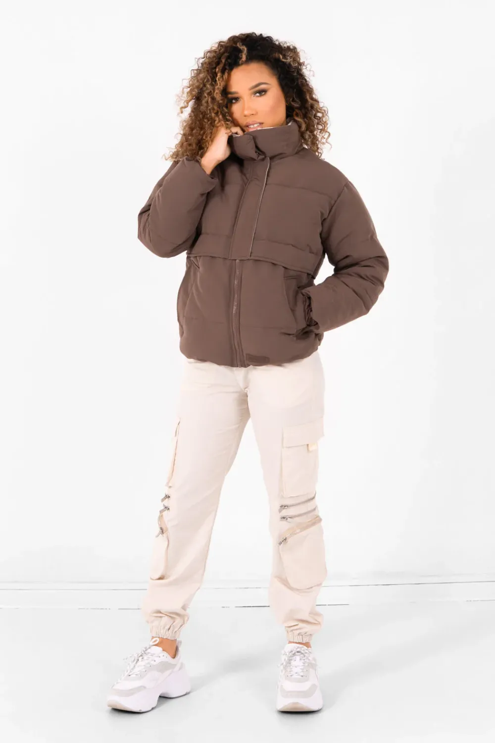 Femme Sixth June Manteaux | Doudoune Oversize Matelassee Marron