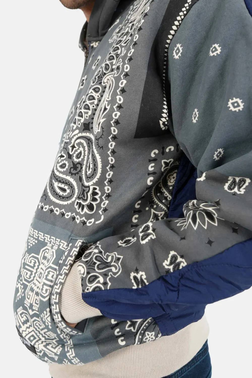 Homme Sixth June Sweats | Gilet Zippe Bandana Bicolore Gris