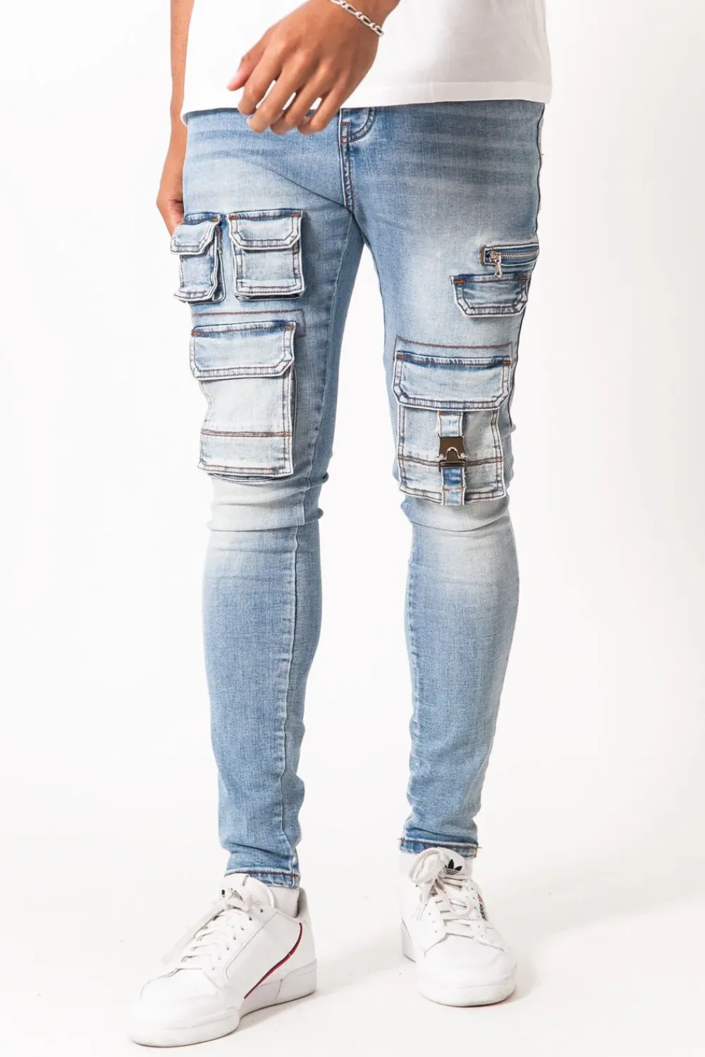 Homme Sixth June Pantalons | Jean Poches Tactique Zip Bleu