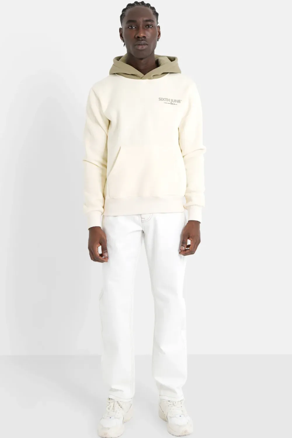 Homme Sixth June Pantalons | Jean Surpiqures Droit Blanc
