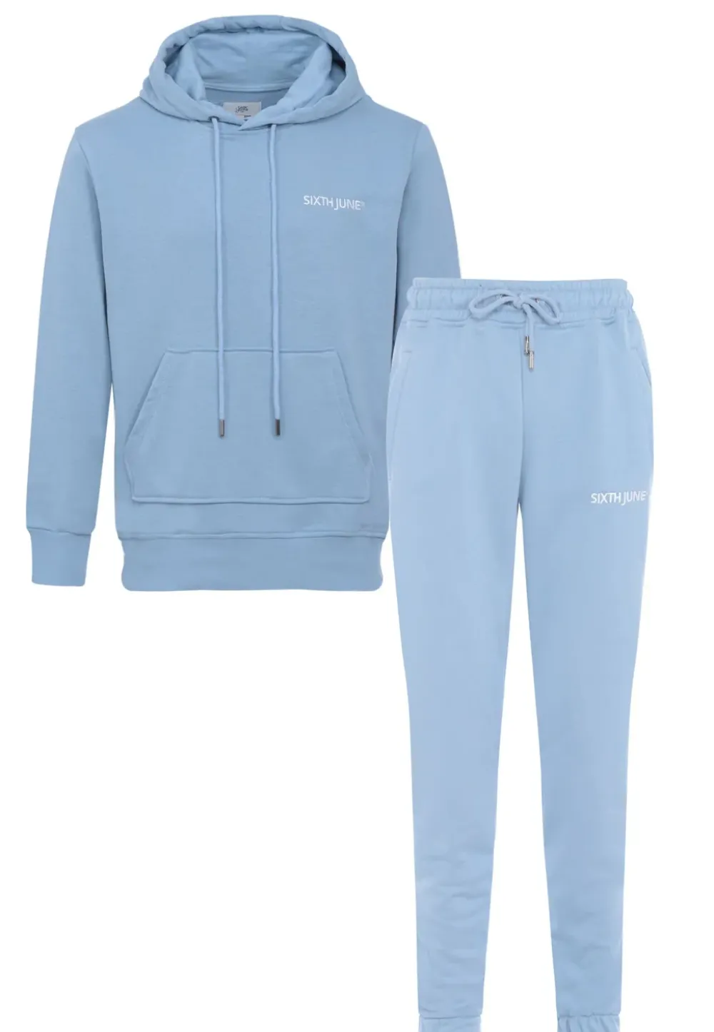 Homme Sixth June Ensembles | Jogging + Sweat Capuche Logo Brode Bleu Clair