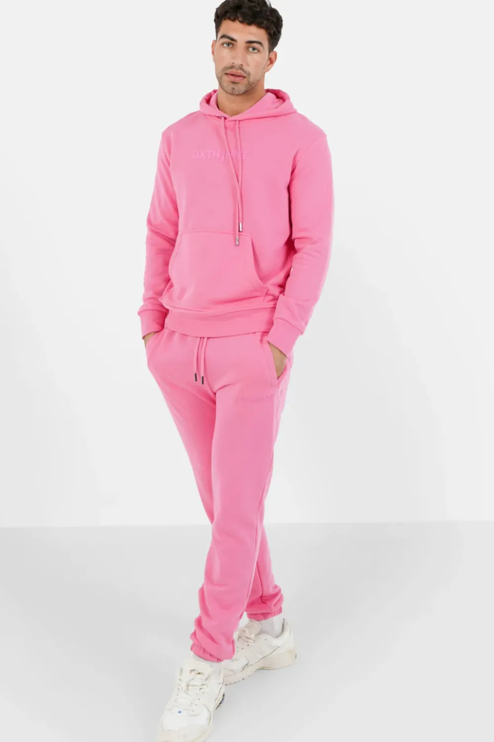 Homme Sixth June Ensembles | Jogging + Sweat Capuche Logo Gomme Rose