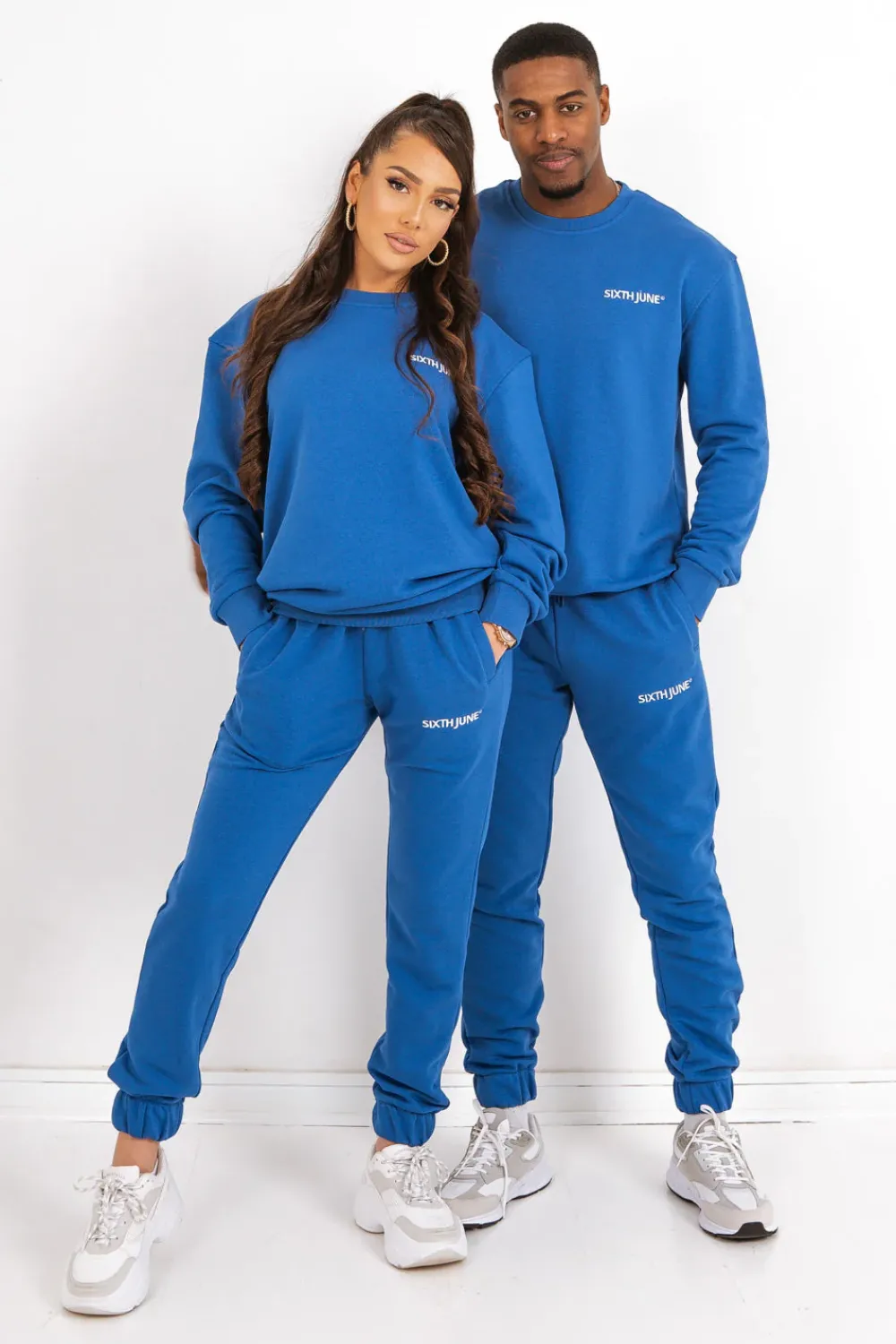 Homme Sixth June Ensembles | Jogging + Sweat Logo Brode Bleu Fonce
