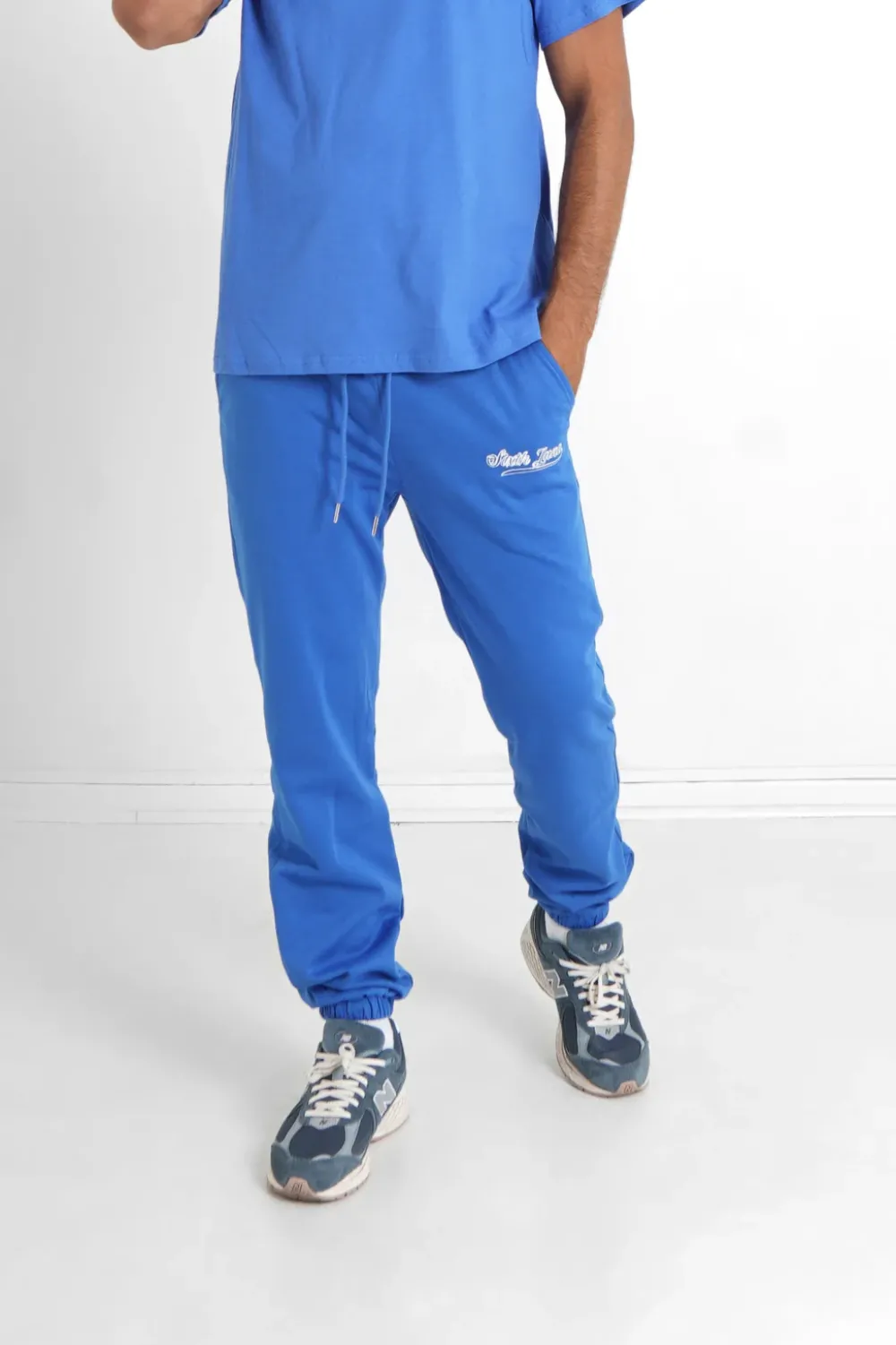 Homme Sixth June Pantalons | Jogging Broderie Retro Bleu