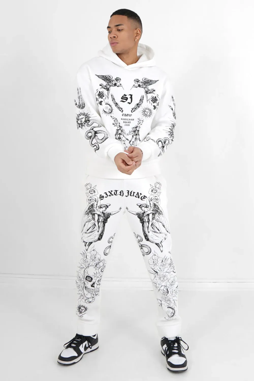 Homme Sixth June Pantalons | Jogging Imprimes Inspiration Tarot Blanc