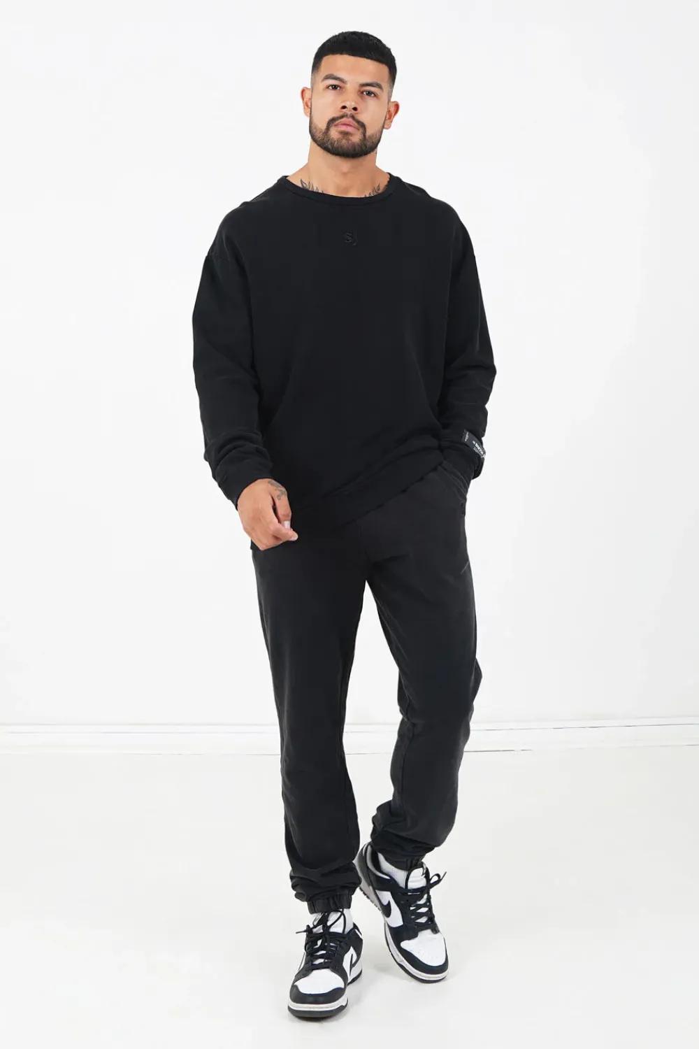 Homme Sixth June Pantalons | Jogging Initiales Delave Noir