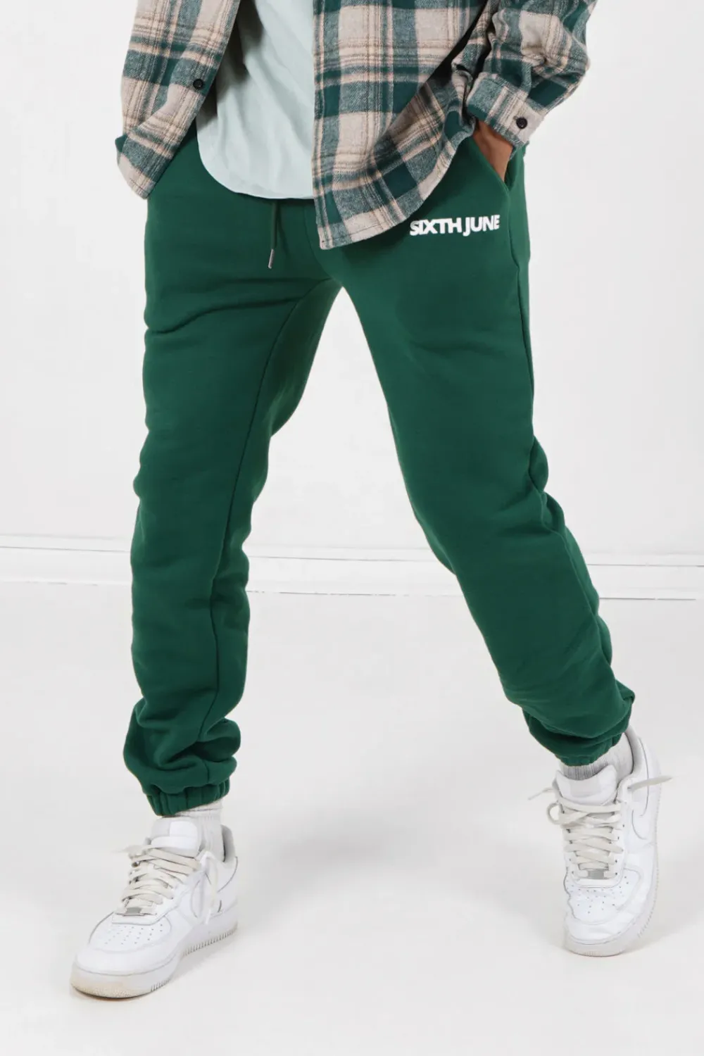 Homme Sixth June Pantalons | Jogging Molletonne Logo Vert Fonce