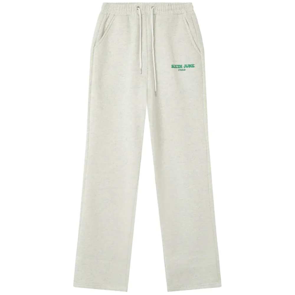 Homme Sixth June Pantalons | Jogging Molletonne Print Retro Gris Clair
