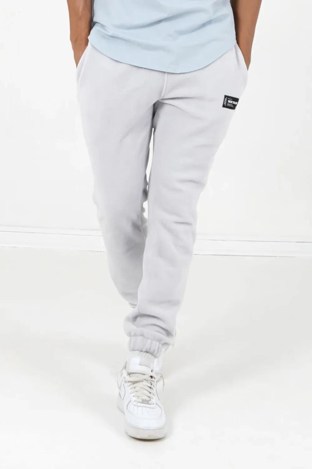 Homme Sixth June Pantalons | Jogging Polaire Logo Gris Clair