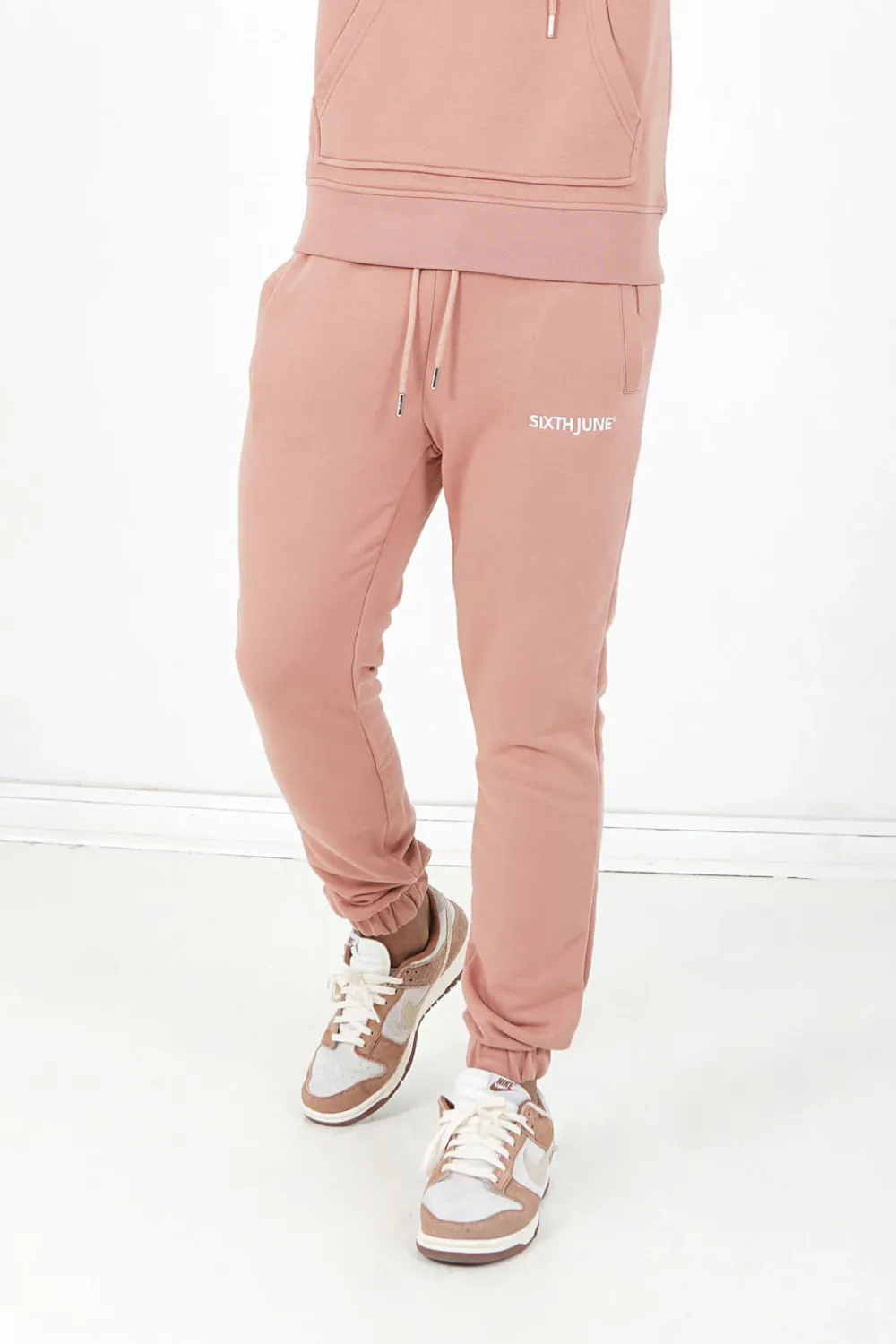 Homme Sixth June Pantalons | Jogging Soft Logo Brode Rose