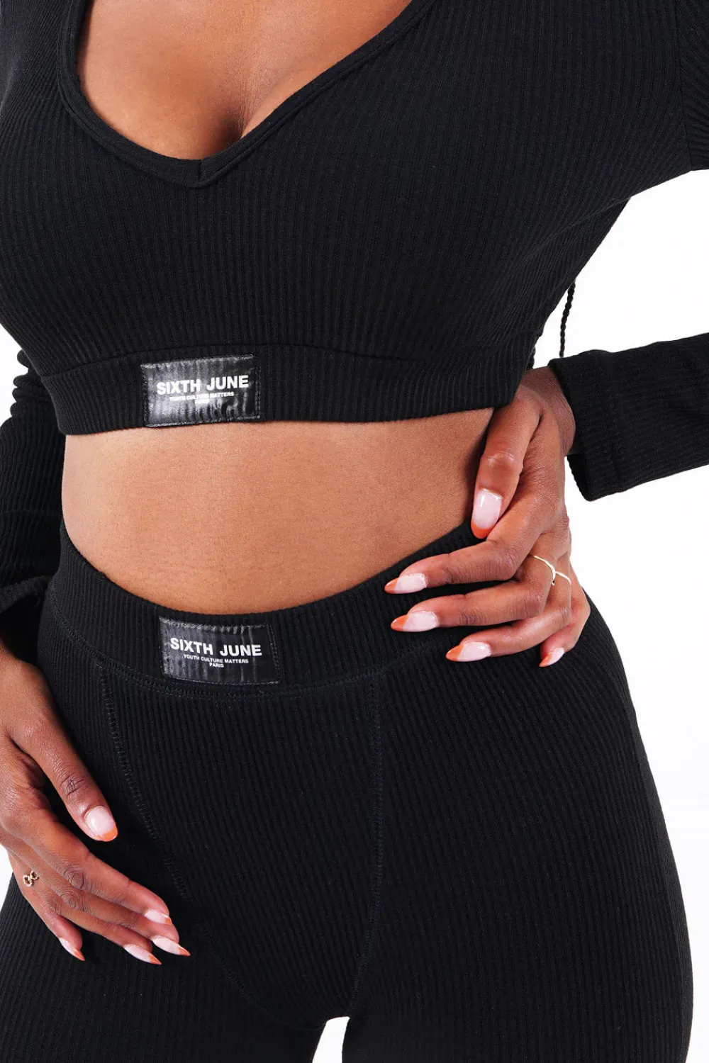 legging_cotele_noir_2.webp Femme Sixth June Pantalons | Legging Cotele Noir