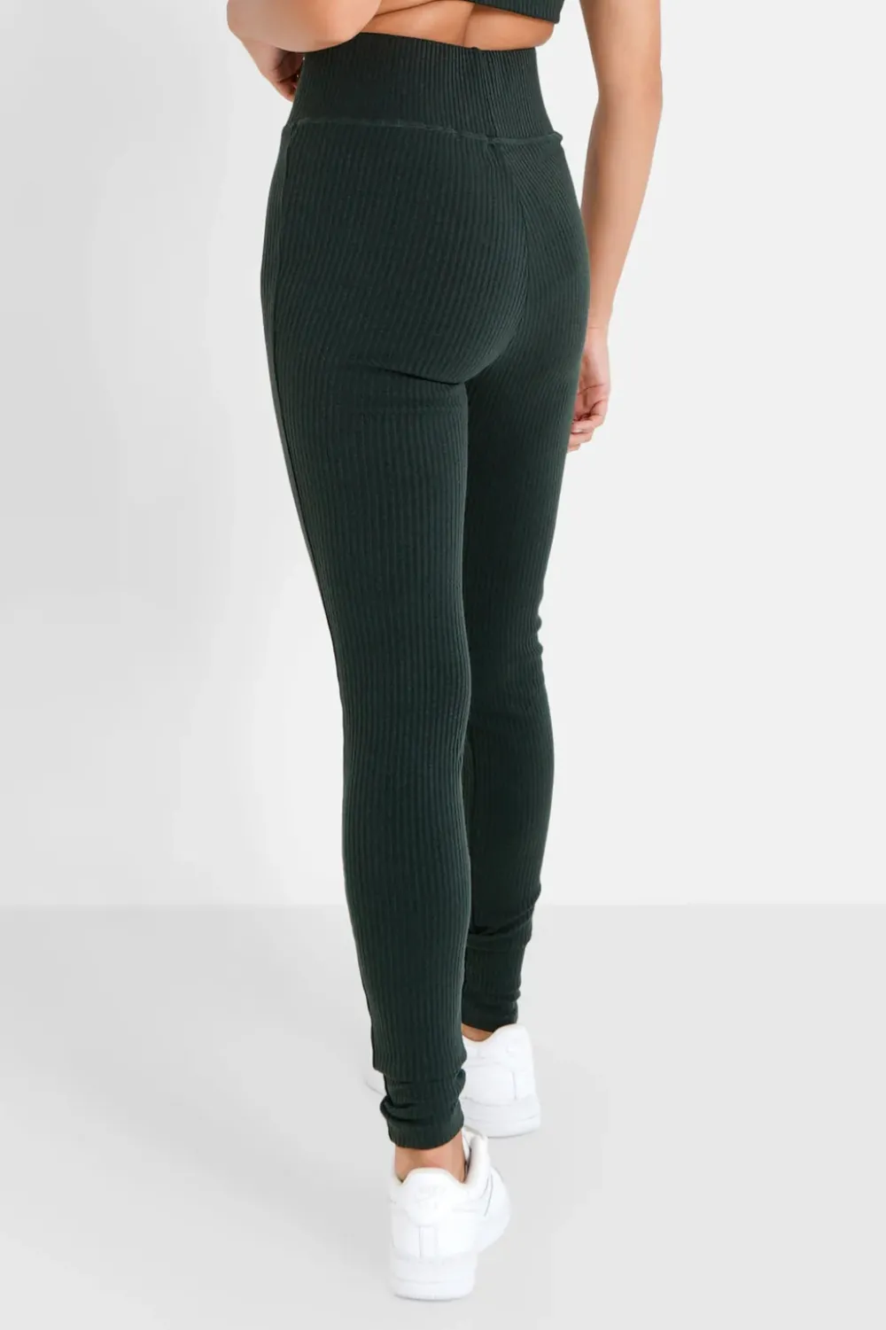 legging_cotele_satine_vert_fonce_4.webp Femme Sixth June Pantalons | Legging Cotele Satine Vert Fonce