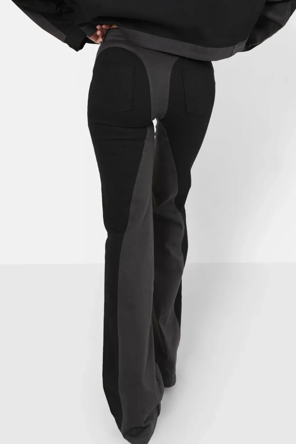 pantalon_bicolore_sexy_flare_noir_4.webp Femme Sixth June Pantalons | Pantalon Bicolore Sexy Flare Noir