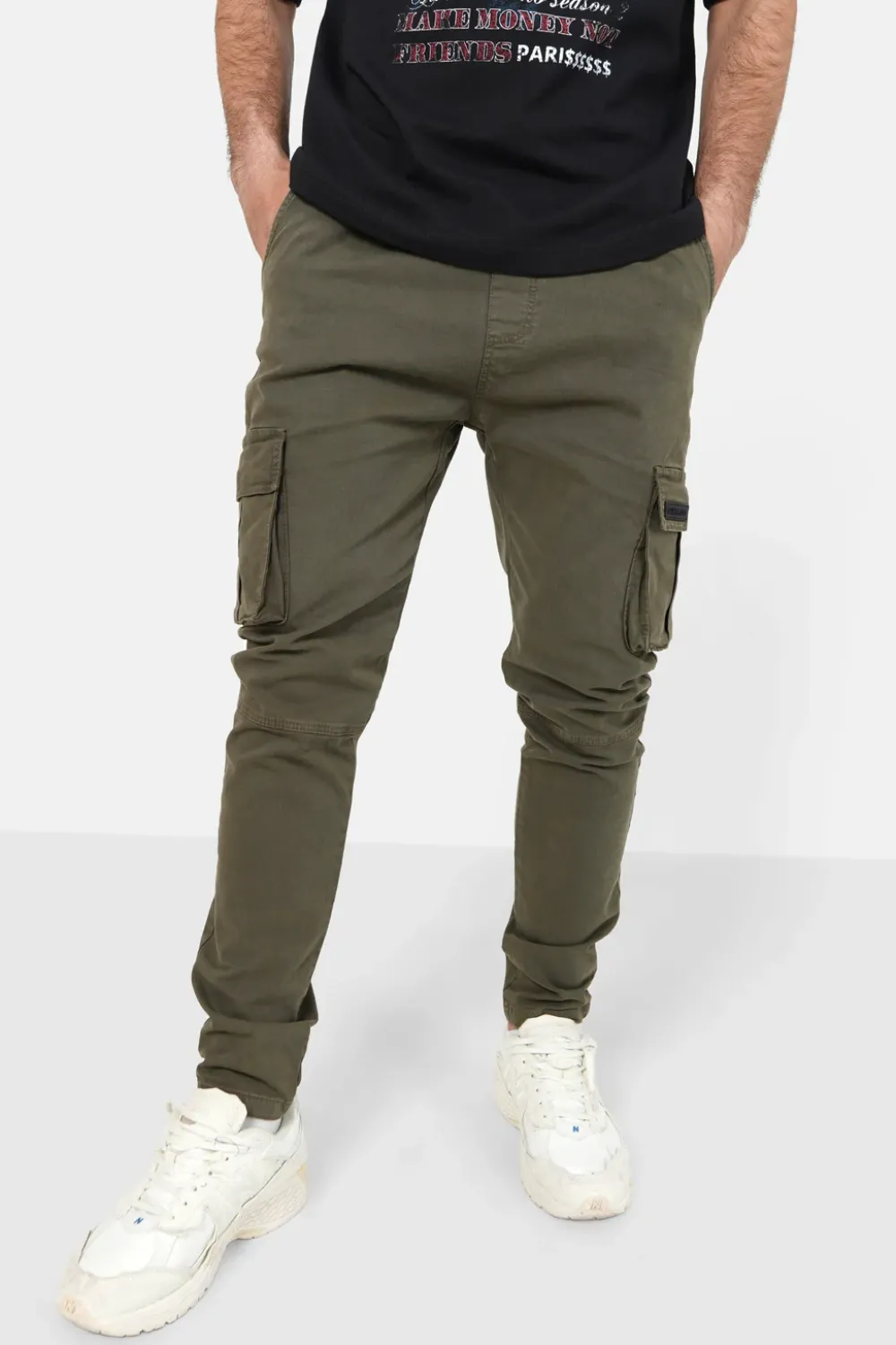 Homme Sixth June Pantalons | Pantalon Cargo Ajuste Epais Vert Kaki