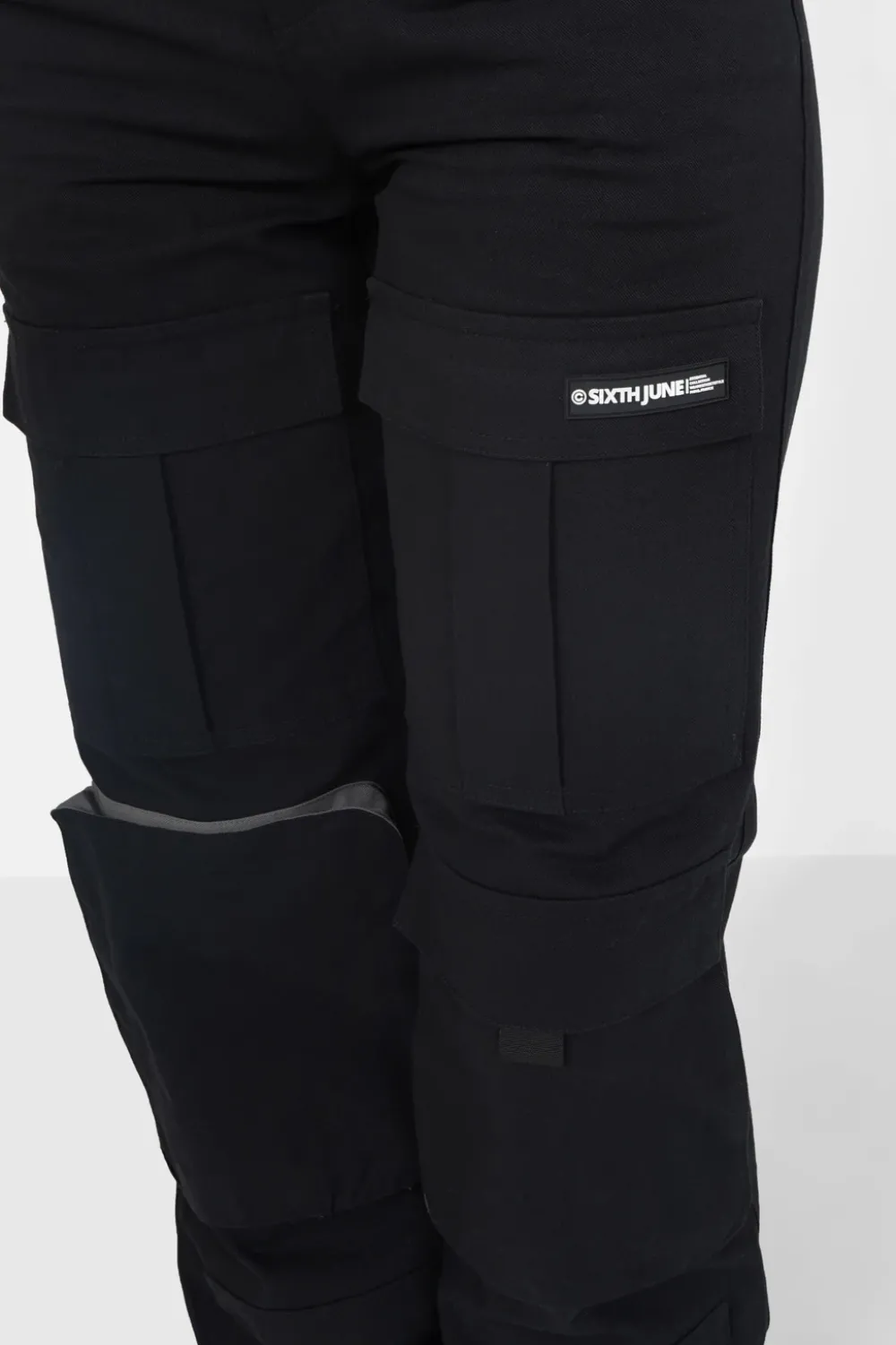 pantalon_cargo_chevilles_elastique_noir_2.webp Femme Sixth June Pantalons | Pantalon Cargo Chevilles Elastique Noir