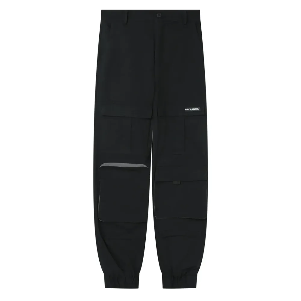 pantalon_cargo_chevilles_elastique_noir_5.webp Femme Sixth June Pantalons | Pantalon Cargo Chevilles Elastique Noir