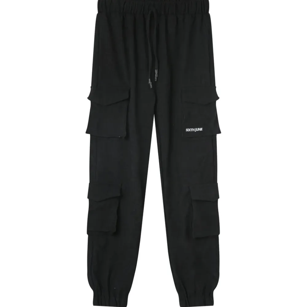 pantalon_cargo_cotele_noir_5.webp Femme Sixth June Pantalons | Pantalon Cargo Cotele Noir