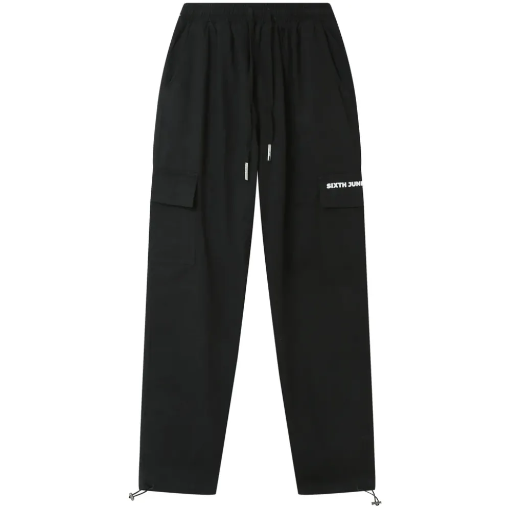 pantalon_cargo_droit_noir_5.webp Femme Sixth June Pantalons | Pantalon Cargo Droit Noir