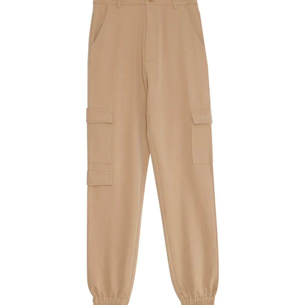 pantalon_cargo_logo_brode_beige_5.webp Femme Sixth June Pantalons | Pantalon Cargo Logo Brode Beige