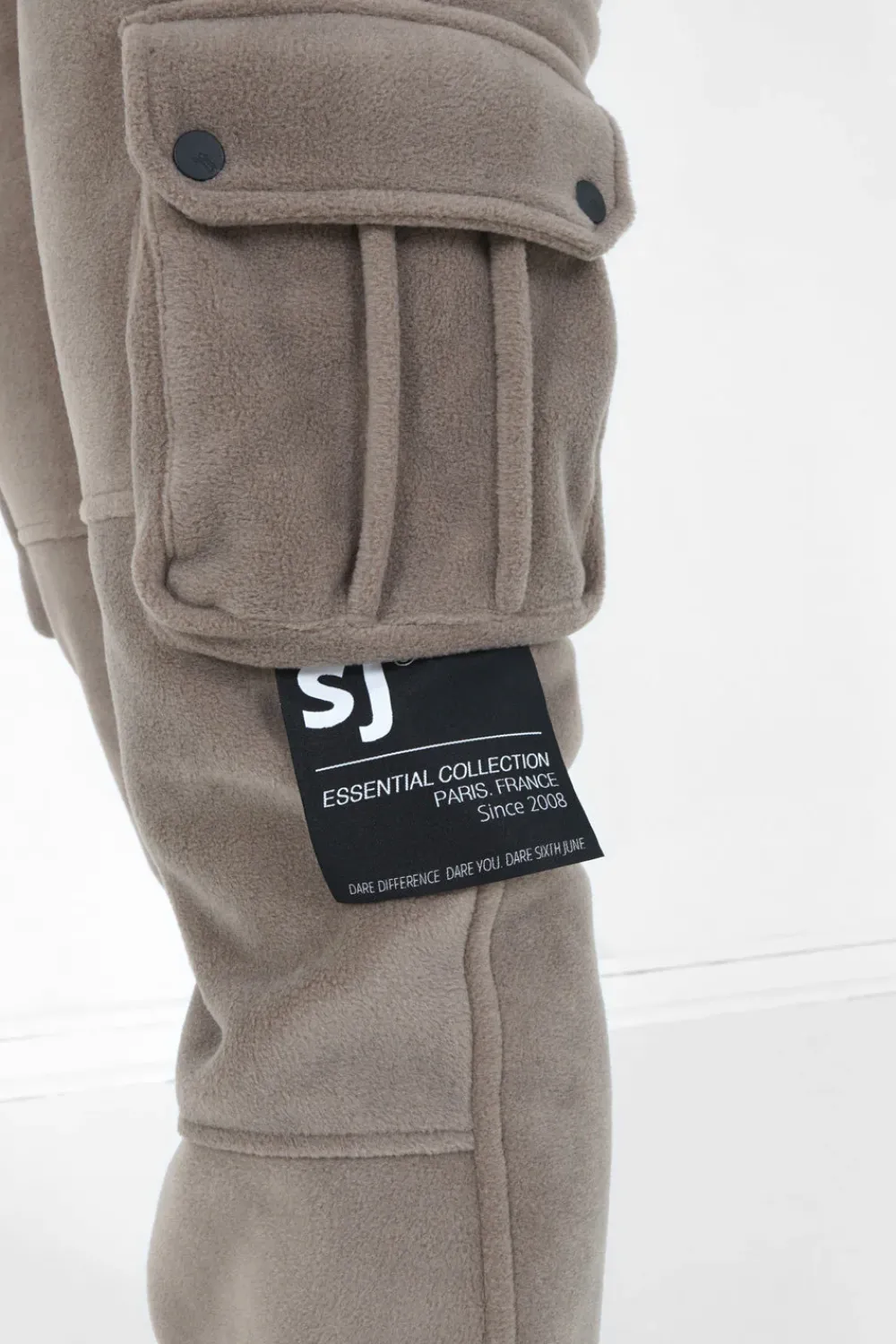 pantalon_cargo_polaire_beige_fonce_2.webp Femme Sixth June Pantalons | Pantalon Cargo Polaire Beige Fonce