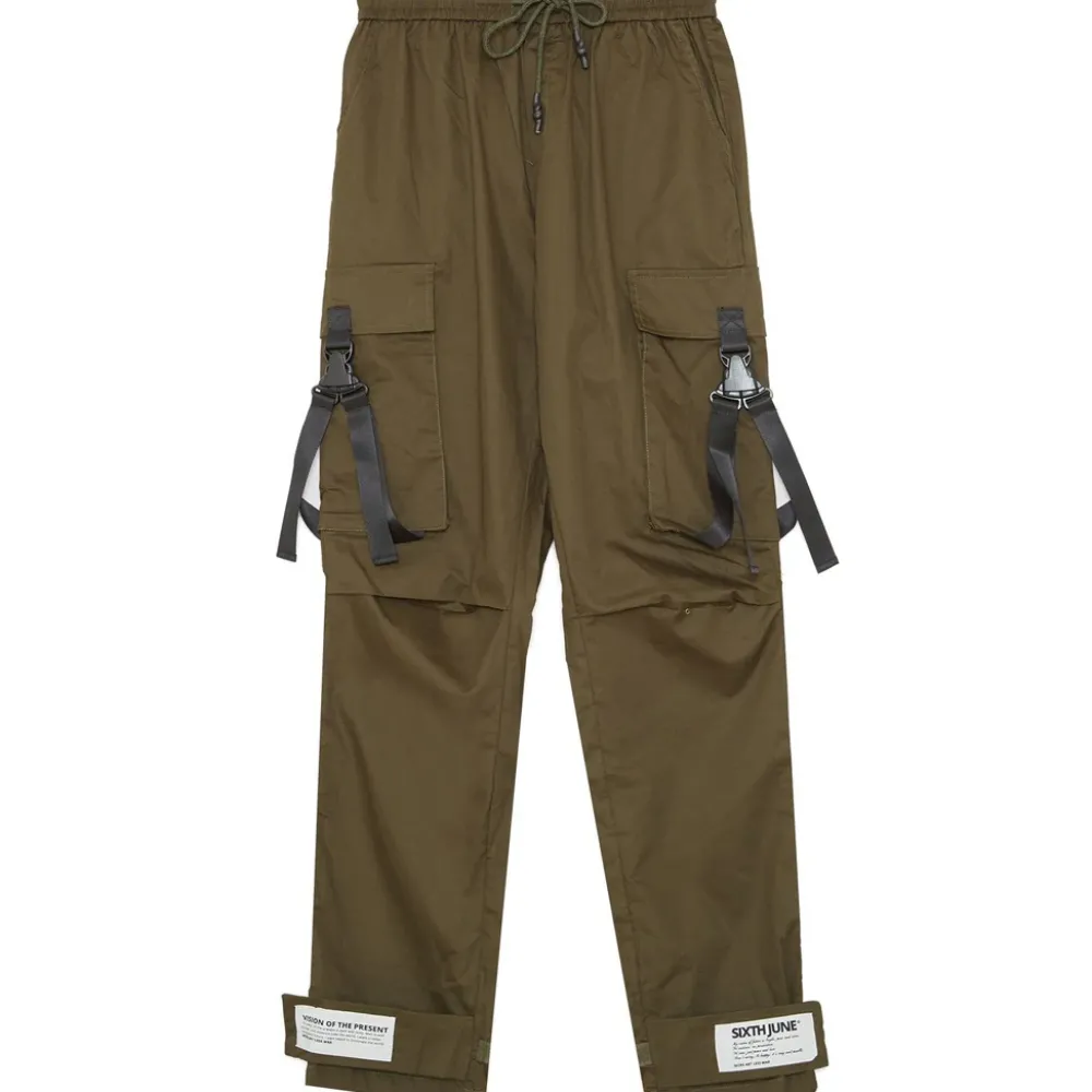 pantalon_cargo_sangles_kaki_4.webp Homme Sixth June Pantalons | Pantalon Cargo Sangles Kaki