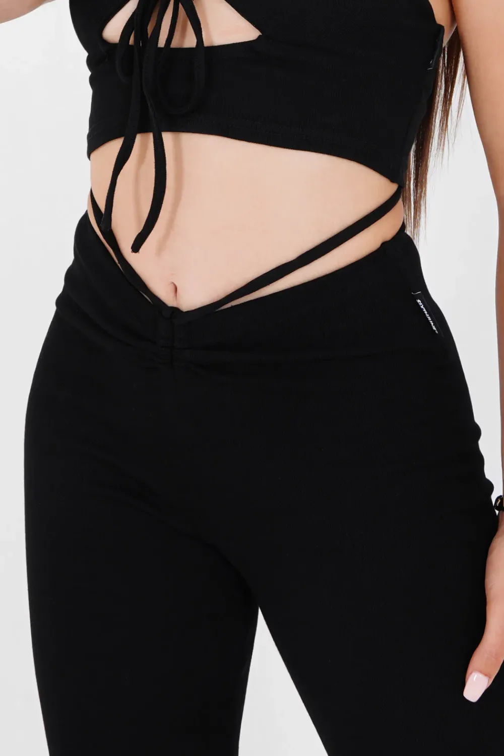 pantalon_cotele_cordons_noir_2.webp Femme Sixth June Pantalons | Pantalon Cotele Cordons Noir