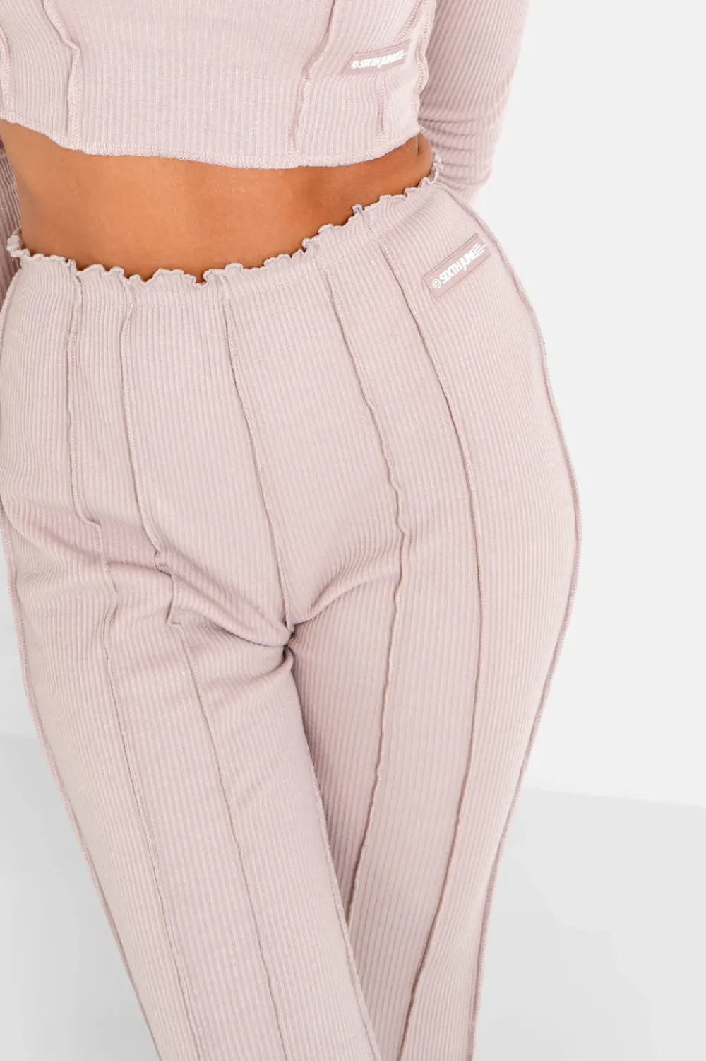 pantalon_couture_surfilee_rose_clair_2.webp Femme Sixth June Pantalons | Pantalon Couture Surfilee Rose Clair