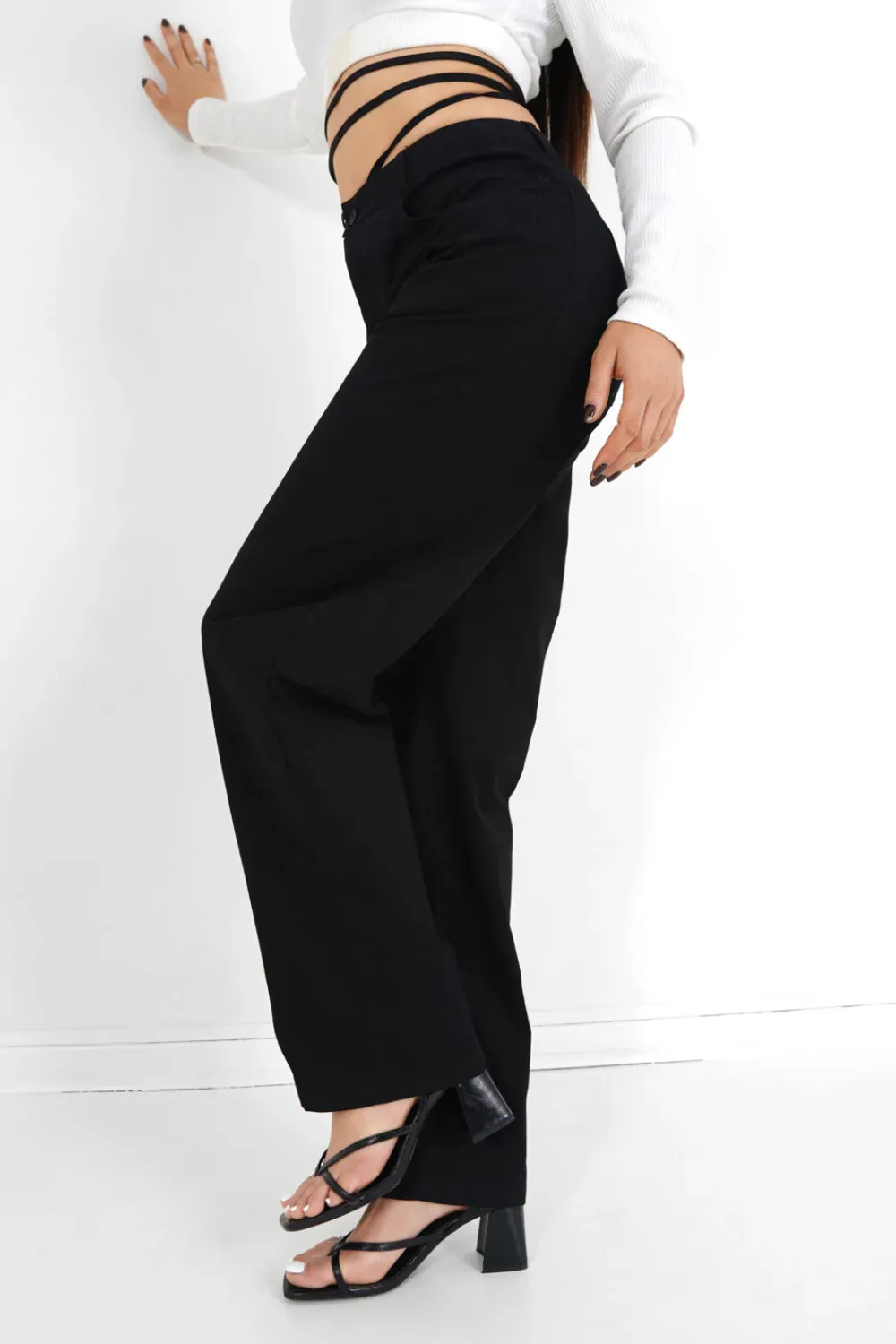 pantalon_droit_serge_cordons_noir_3.webp Femme Sixth June Pantalons | Pantalon Droit Serge Cordons Noir