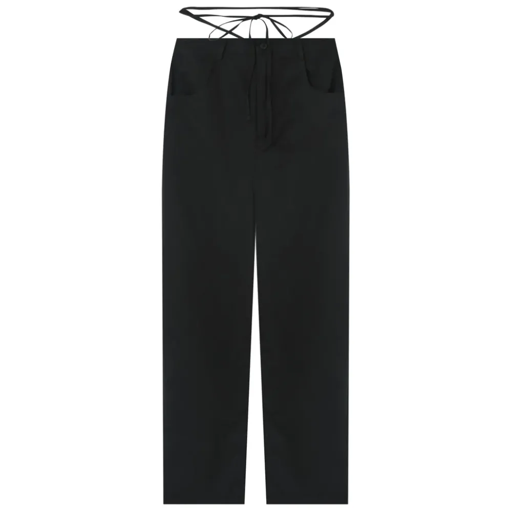 pantalon_droit_serge_cordons_noir_5.webp Femme Sixth June Pantalons | Pantalon Droit Serge Cordons Noir