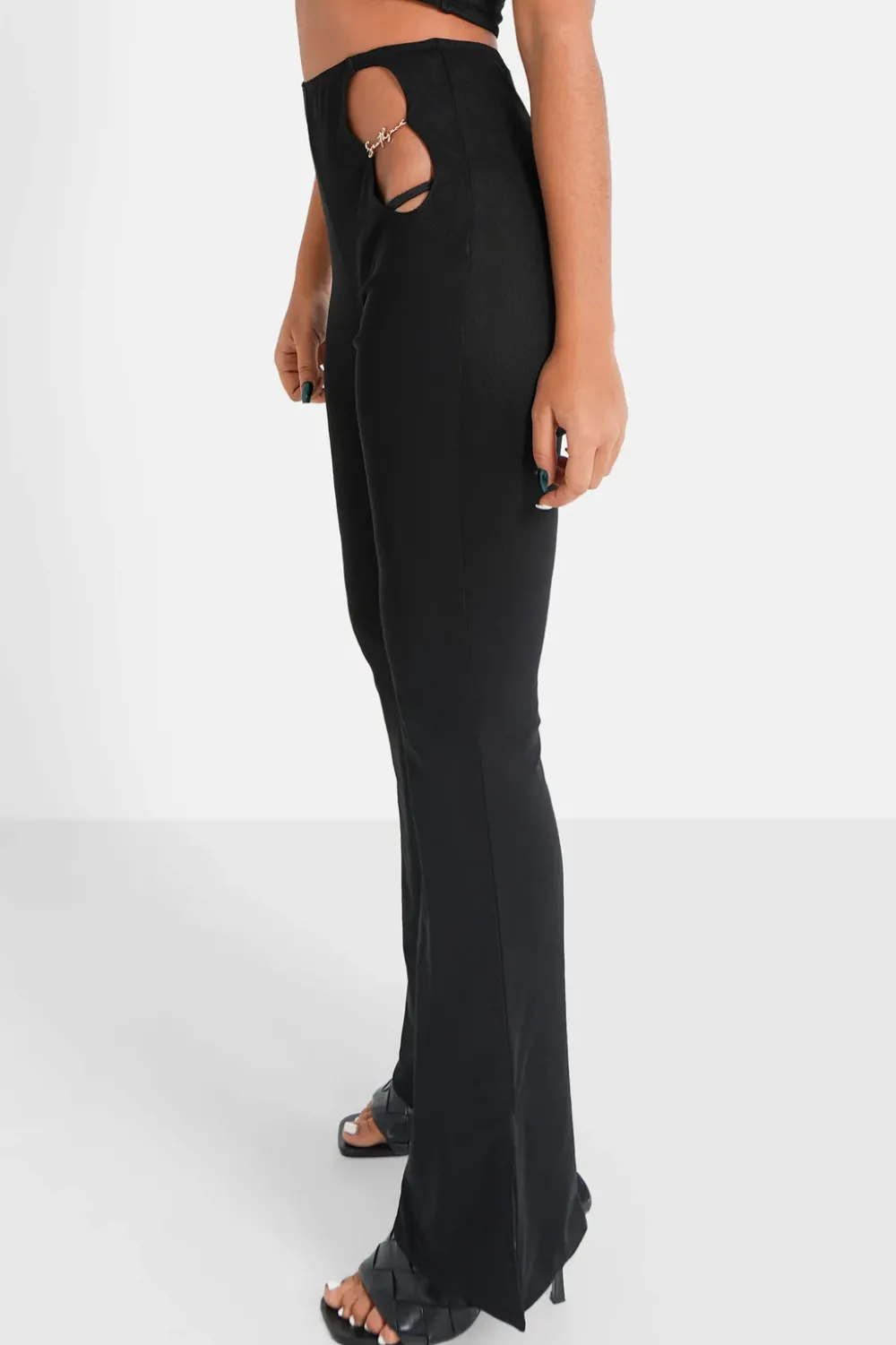 pantalon_flare_bijoux_noir_3.webp Femme Sixth June Pantalons | Pantalon Flare Bijoux Noir